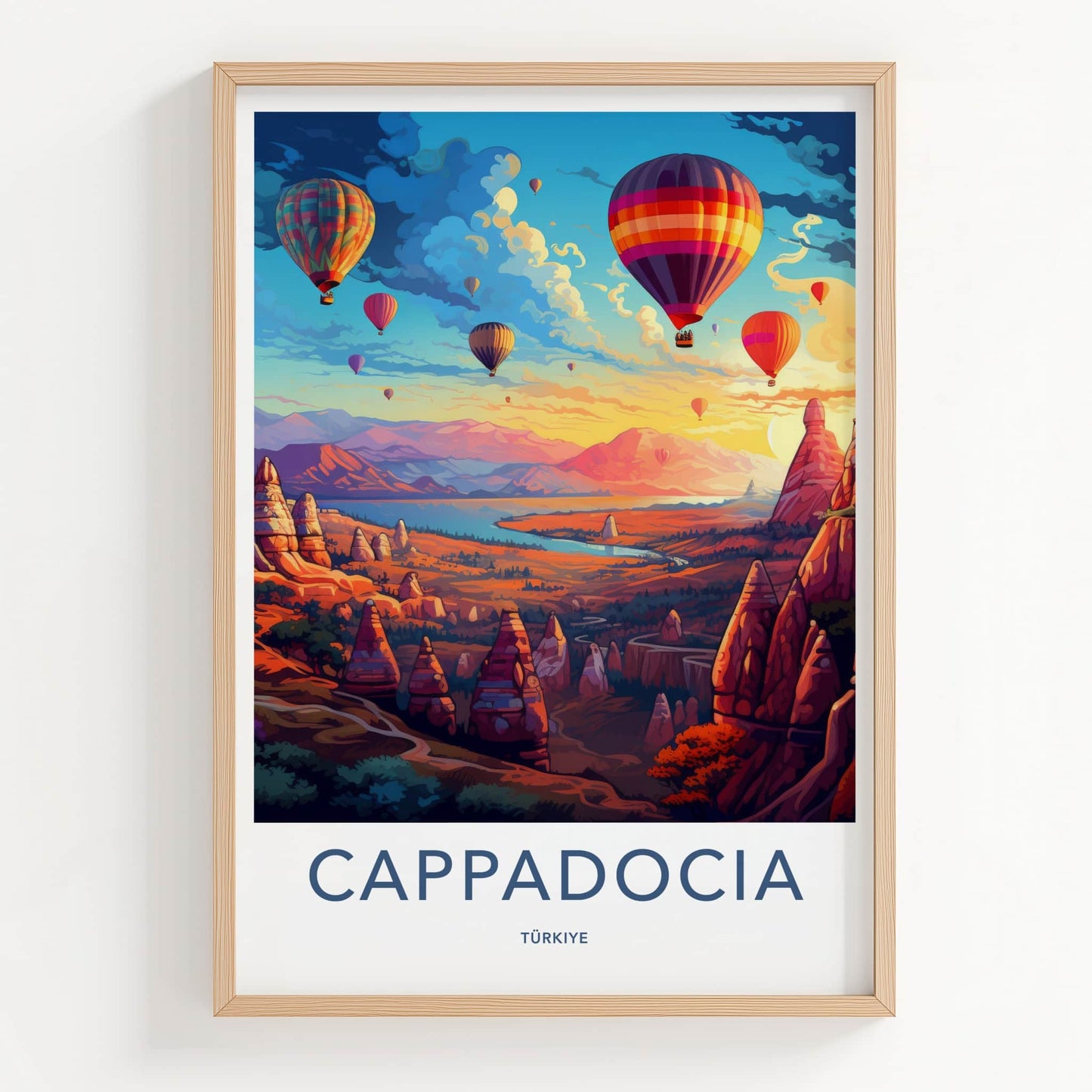 Cappadocia Poster - Turkiye Travel Art - Scenic Valley Balloons Home Decor