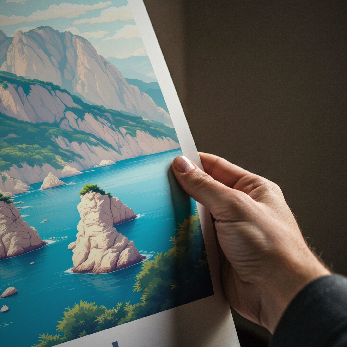 Capri Poster - Italy Travel Art - Coastal Village Cliffs Home Decor
