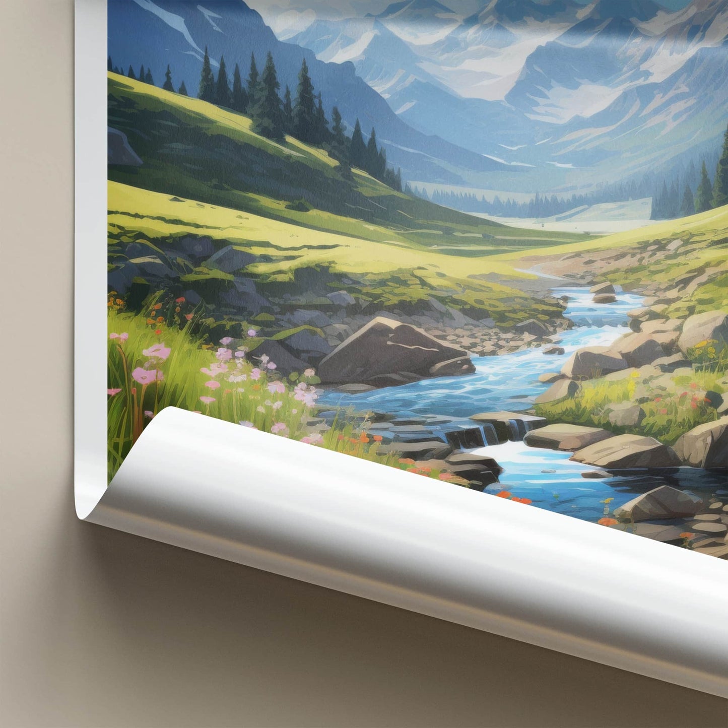 Carpathians Poster - Romania Travel Art - Mountain River Flowers Wall Decor