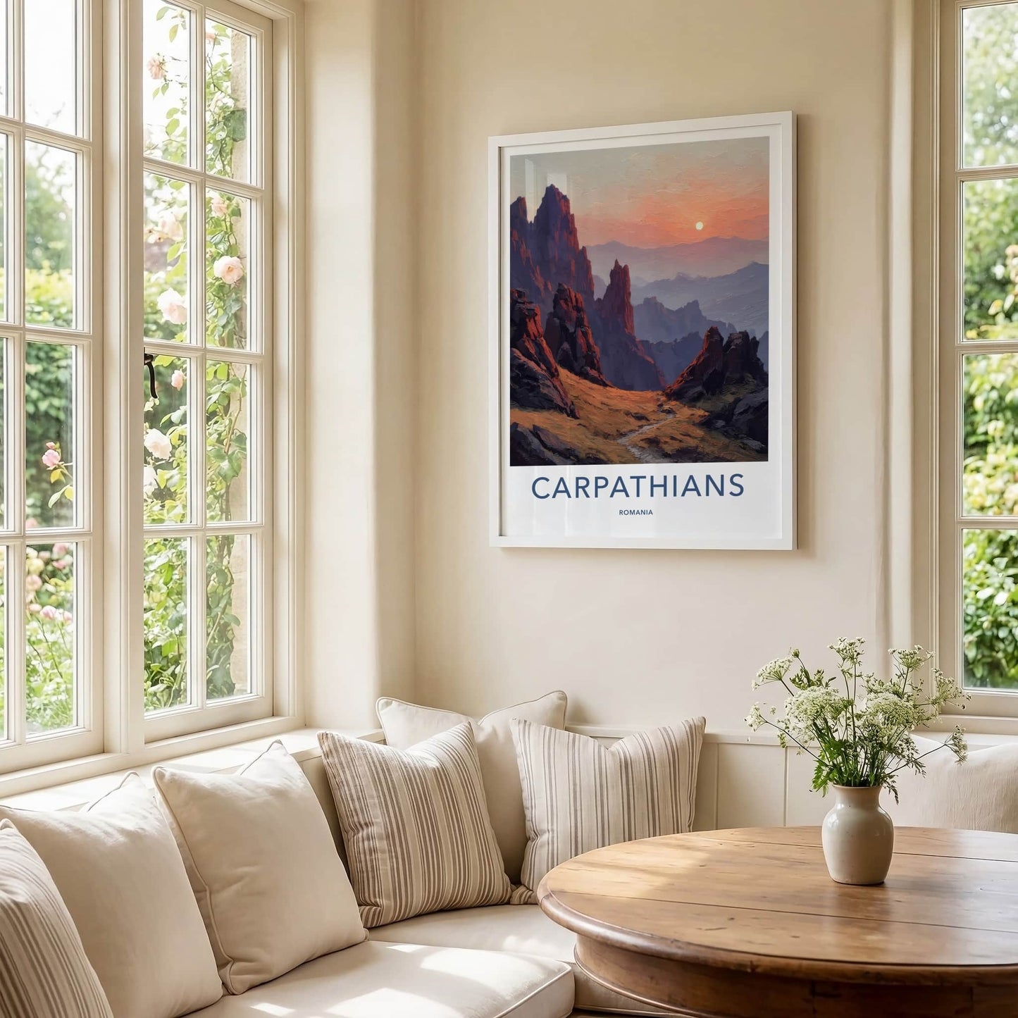 Carpathians Poster - Romania Travel Art - Mountain Sunset Path Wall Decor