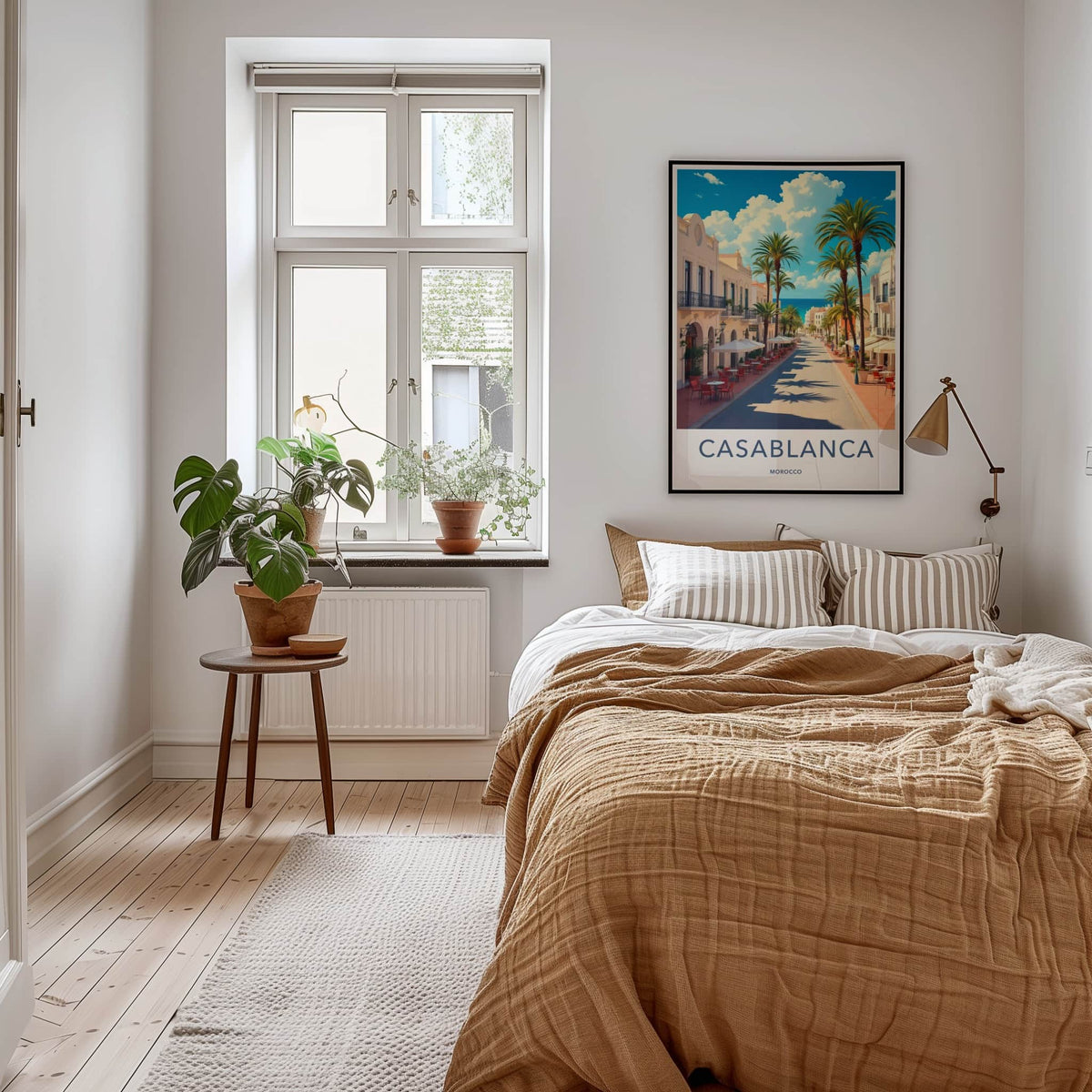 Casablanca Poster - Morocco Travel Art - Coastal Street Scene Home Decor