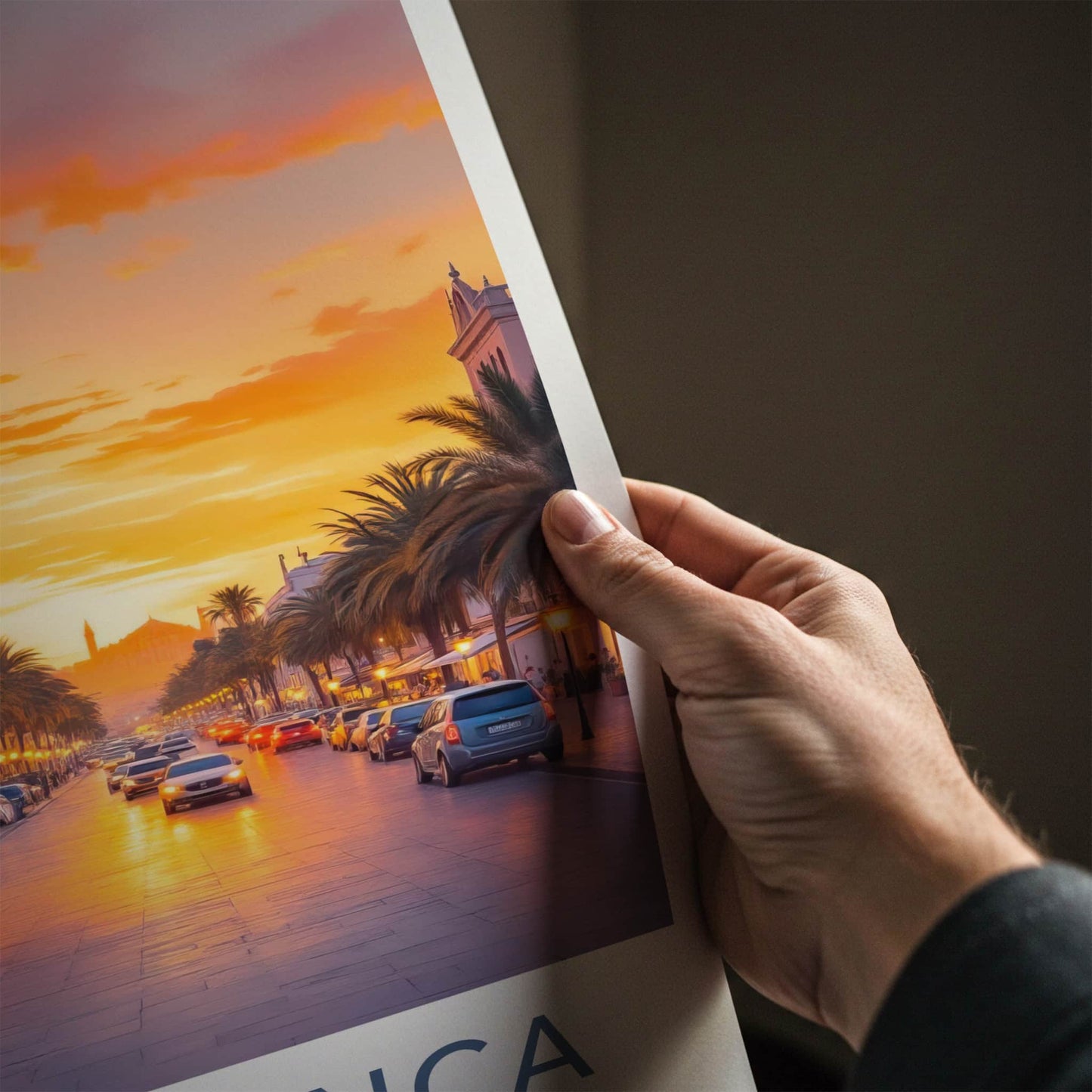 Casablanca Poster - Morocco Travel Art - Vibrant Street Sunset Home Decor