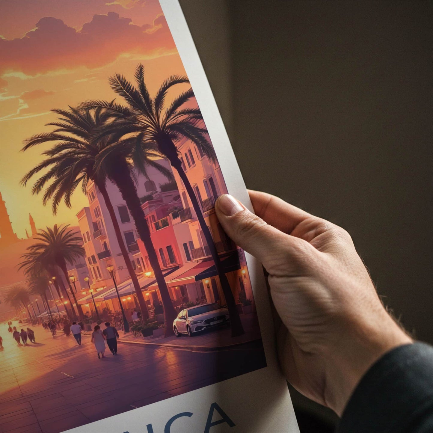 Casablanca Poster - Morocco Travel Art - Vibrant Sunset Street Home Decor