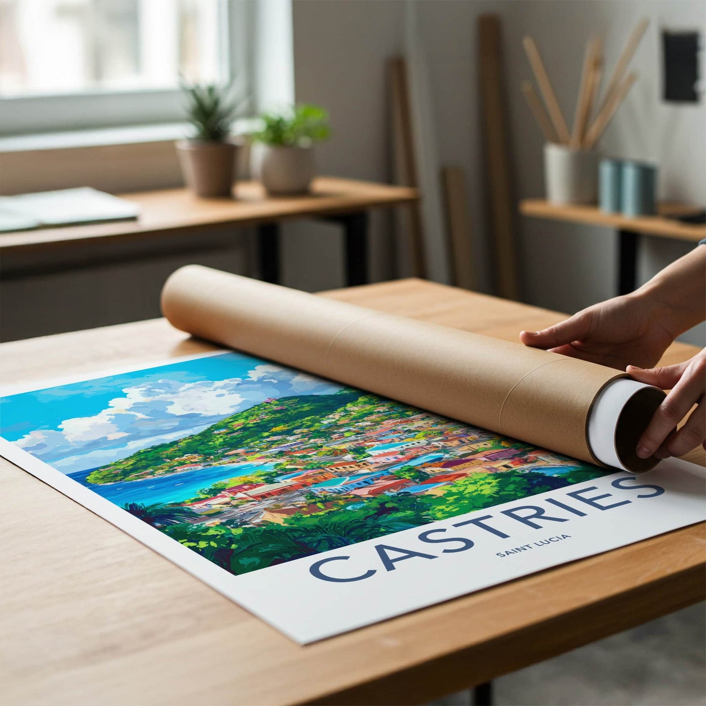 Castries Poster - Saint Lucia Travel Art - Vibrant Island Cityscape Home Decor