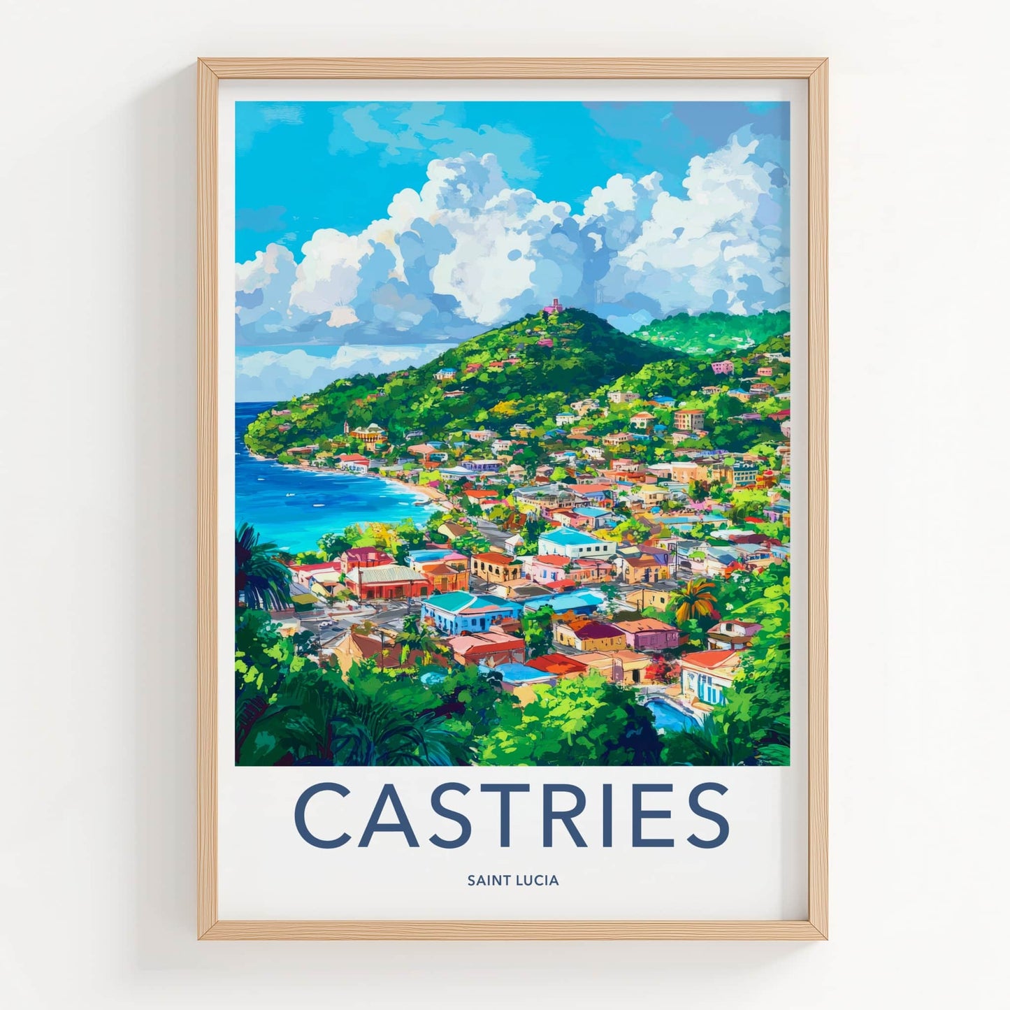 Castries Poster - Saint Lucia Travel Art - Vibrant Island Cityscape Home Decor