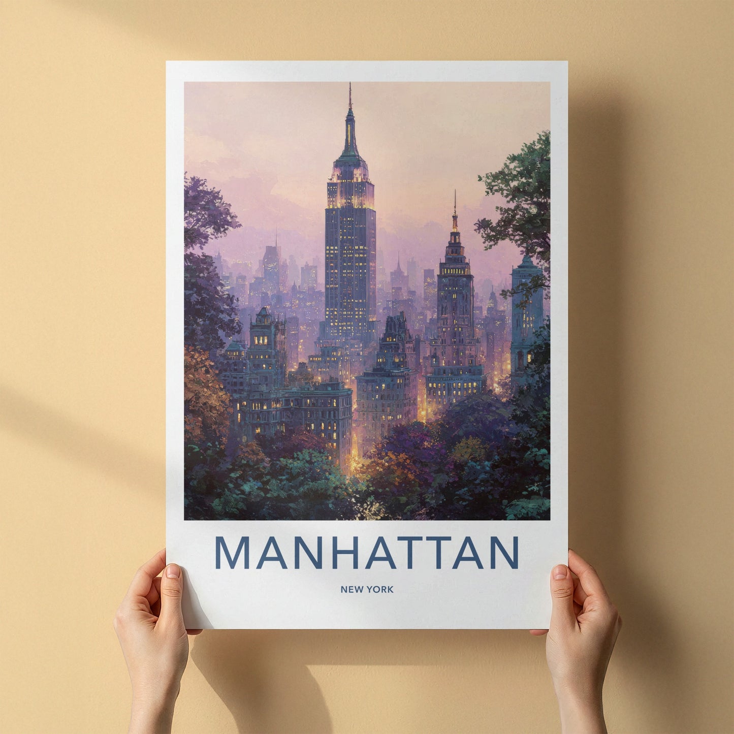 Manhattan Poster New York Empire Building City Travel Art