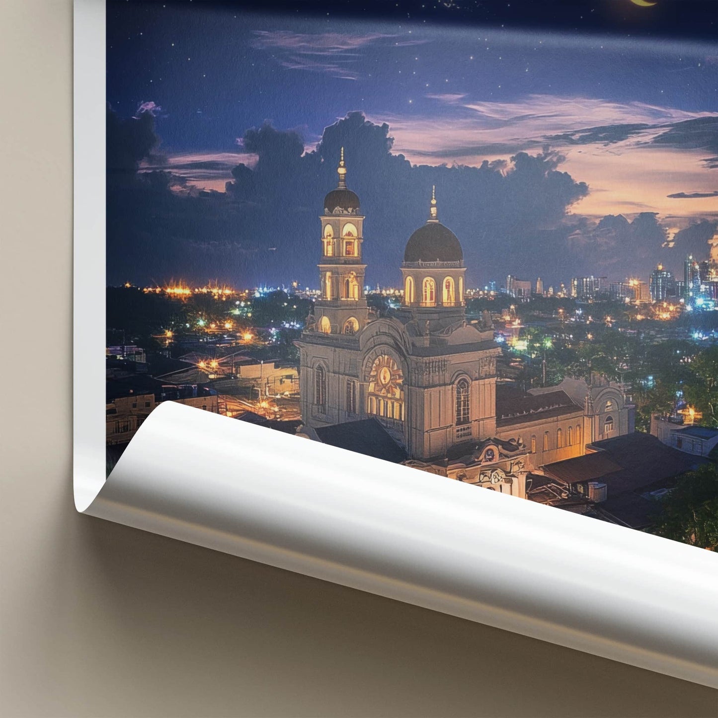 Cebu Poster - Philippines Travel Art - Starry Night Church Home Decor