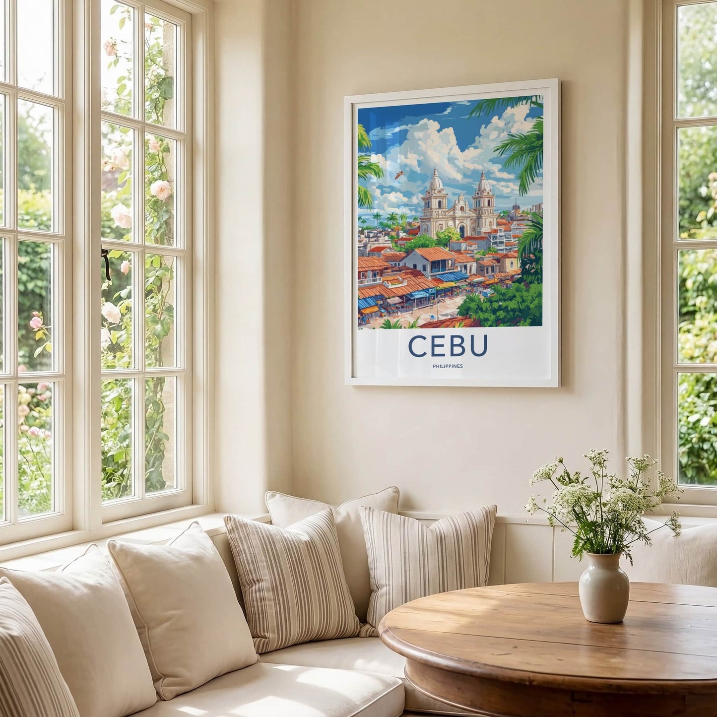 Cebu Poster - Philippines Travel Art - Tropical City Cathedral Home Decor