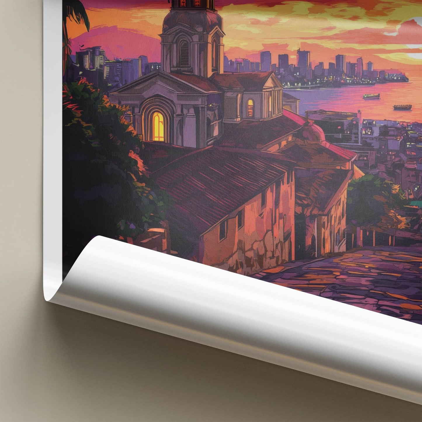 Cebu Poster - Philippines Travel Art - Vibrant City Sunset Home Decor
