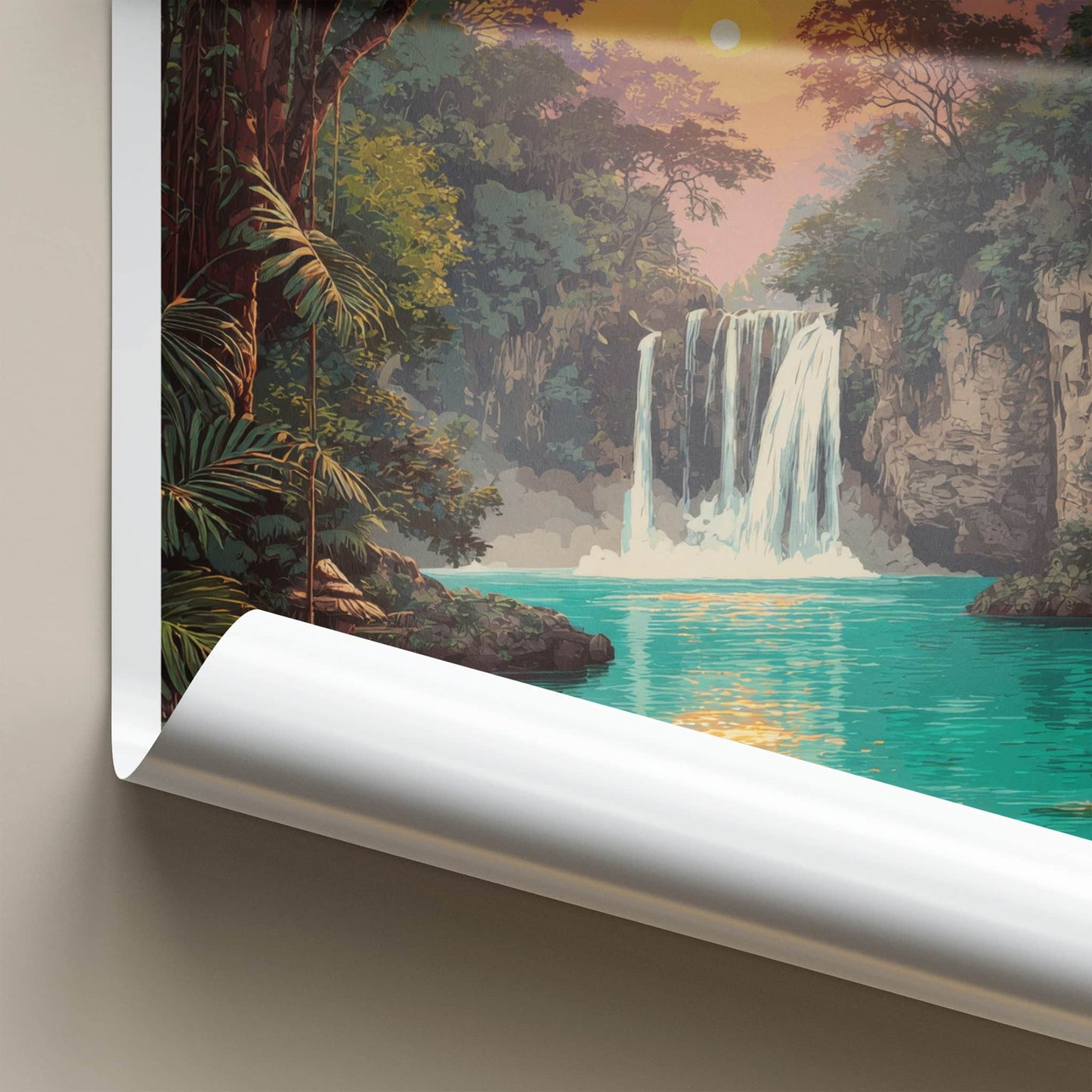 Cebu Poster - Philippines Wall Art - Sunset Jungle Waterfall Home Decor