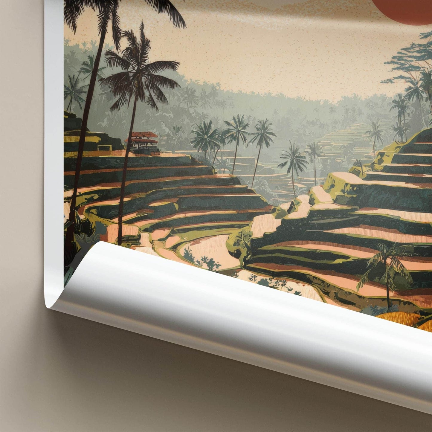 Ceking Poster - Indonesia Travel Art - Tropical Palm Sunset Home Decor