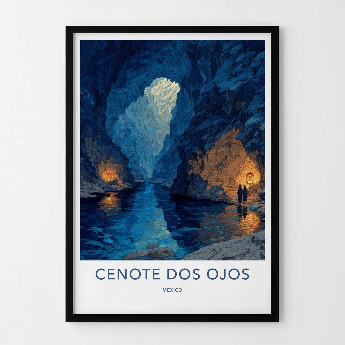Cenote Dos Ojos Poster - Mexico Deep Blue Cavern Gallery Art