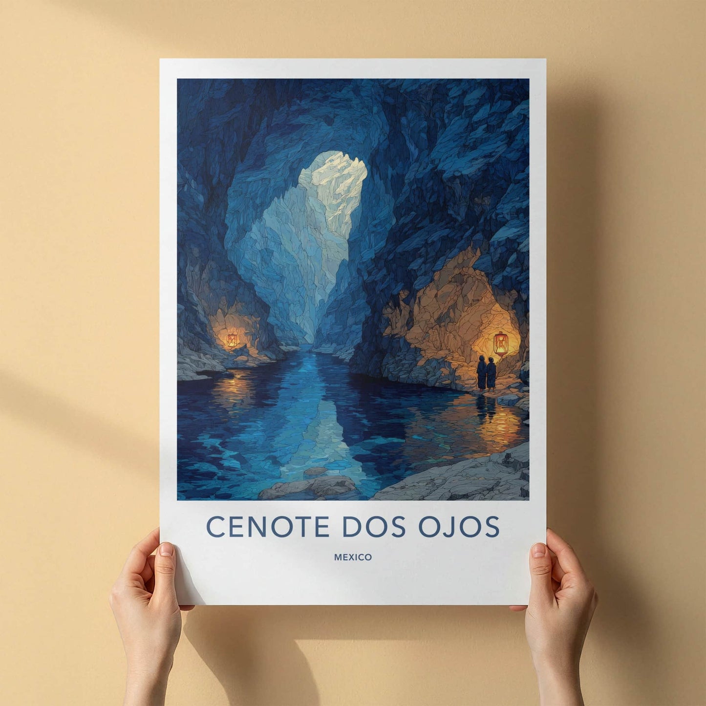 Cenote Dos Ojos Poster - Mexico Deep Blue Cavern Gallery Art