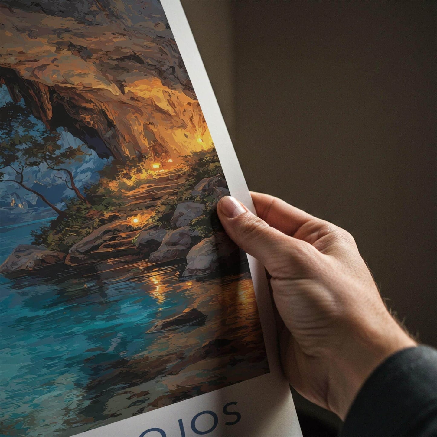 Cenote Dos Ojos Poster - Mexico Travel Art - Ethereal Cave Glow Wall Decor