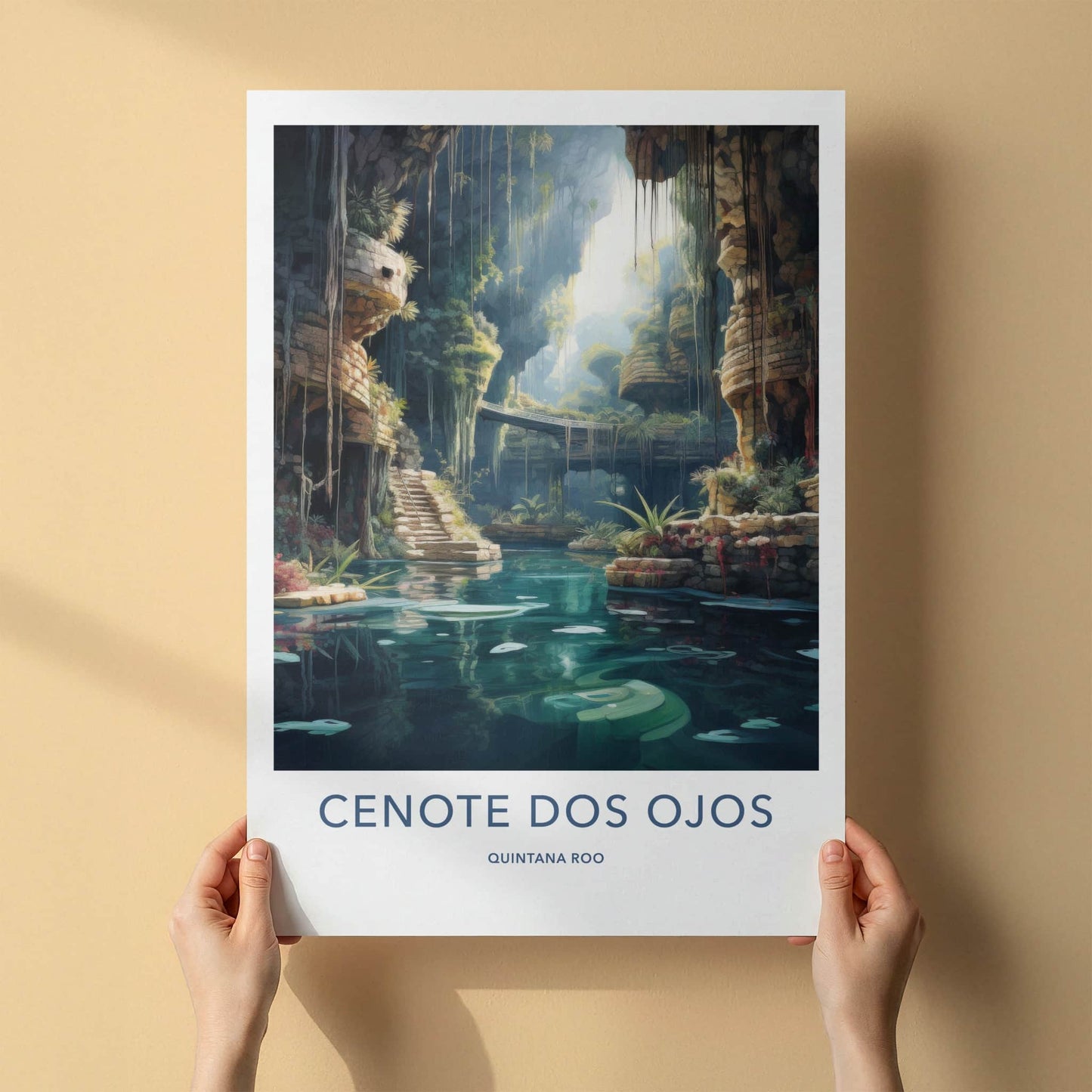 Cenote Dos Ojos Poster - Mexico Travel Art - Subterranean Water Oasis Home Decor