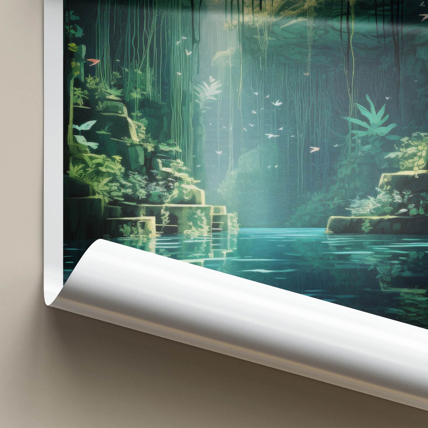 Cenote Ik-Kil Poster - Mexico Travel Art - Sunlit Underground Pool Home Decor