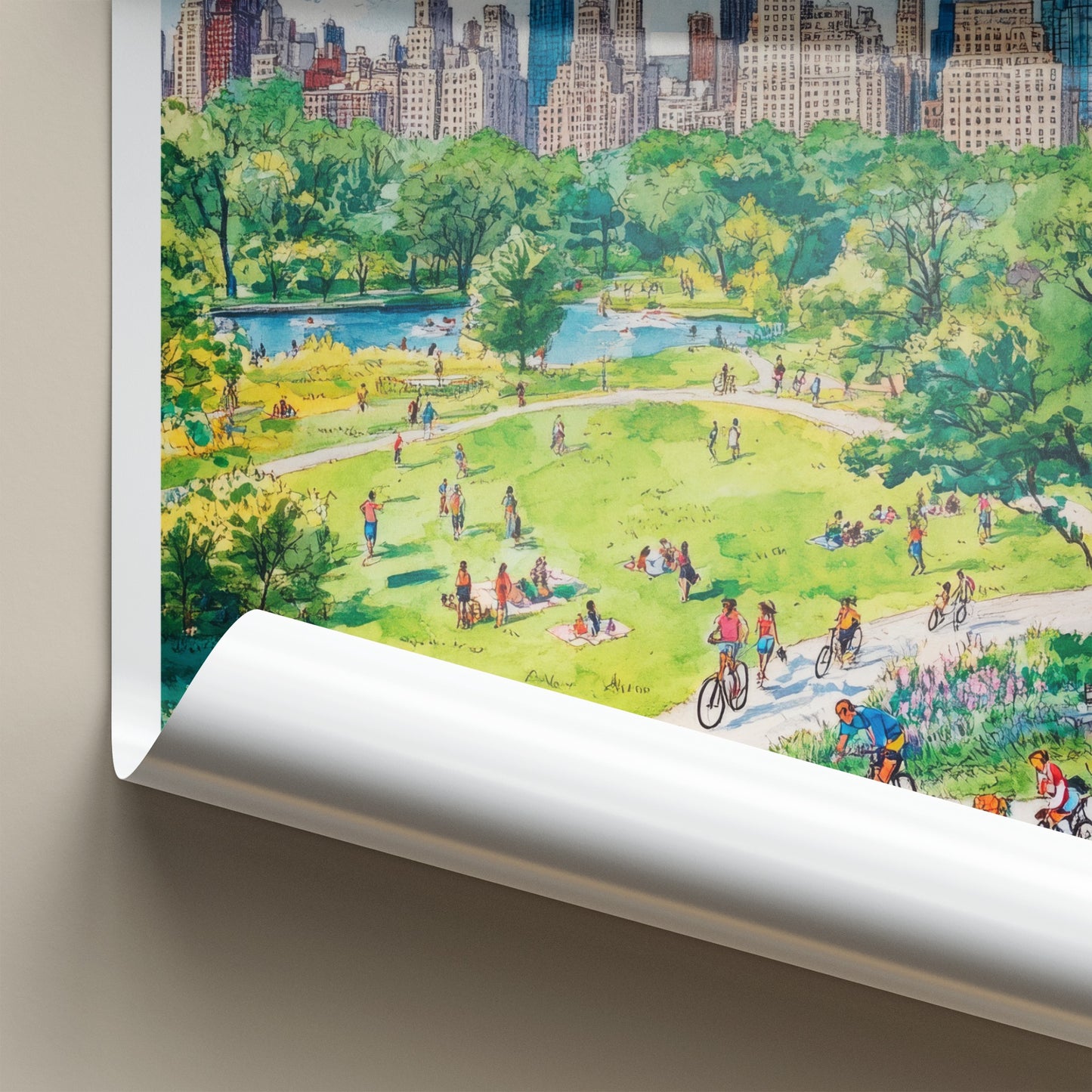 Central Park Poster - New York Travel Art - Green Park Skyline Home Decor