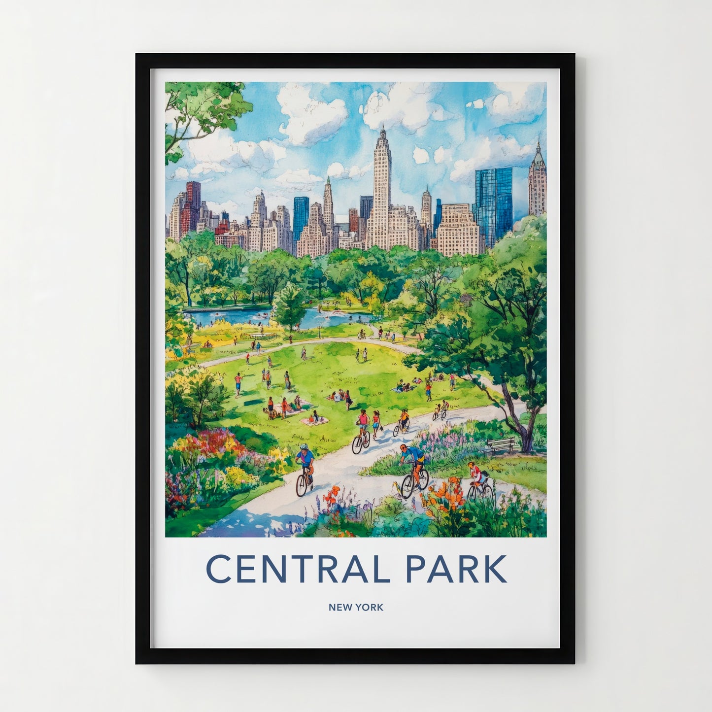 Central Park Poster - New York Travel Art - Green Park Skyline Home Decor
