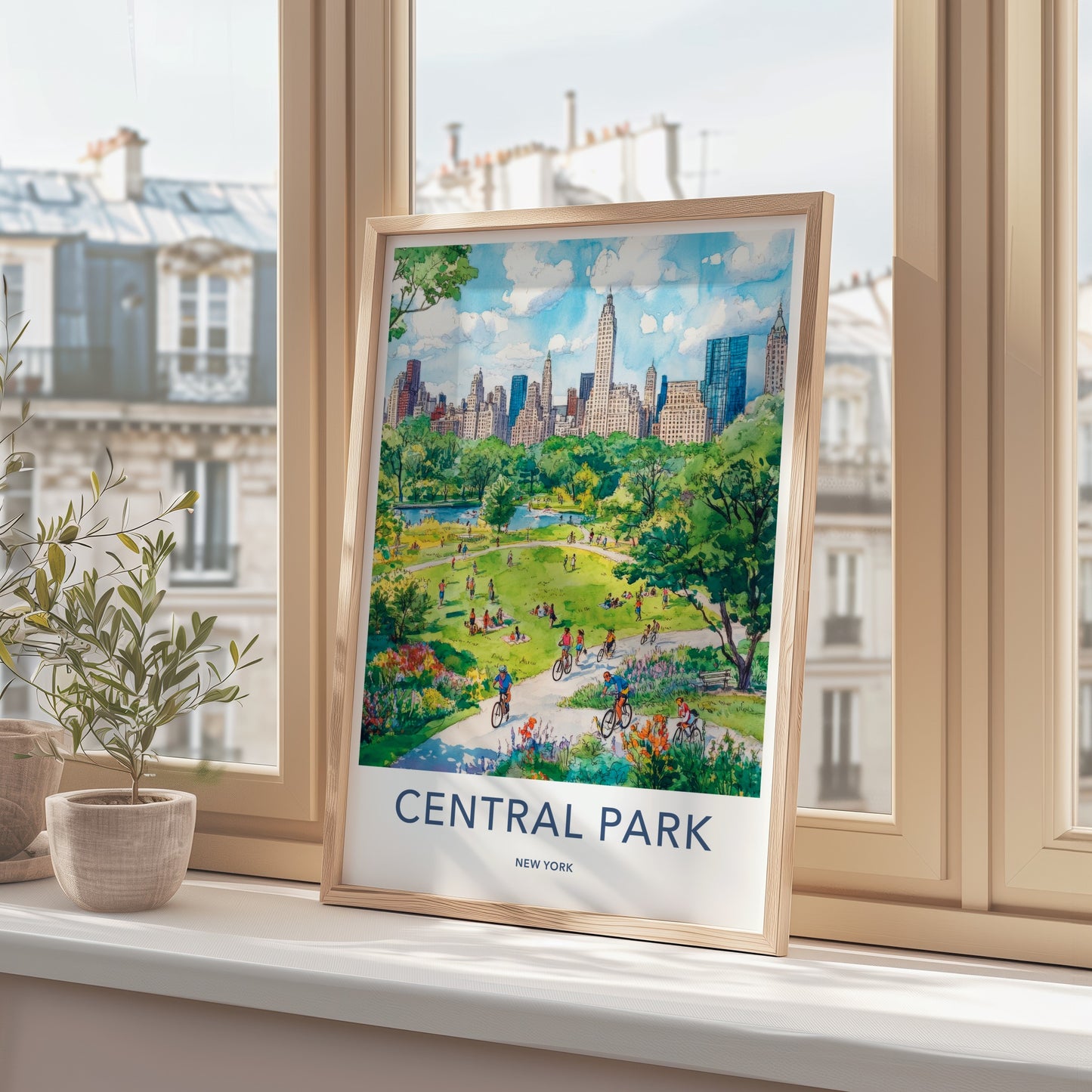 Central Park Poster - New York Travel Art - Green Park Skyline Home Decor