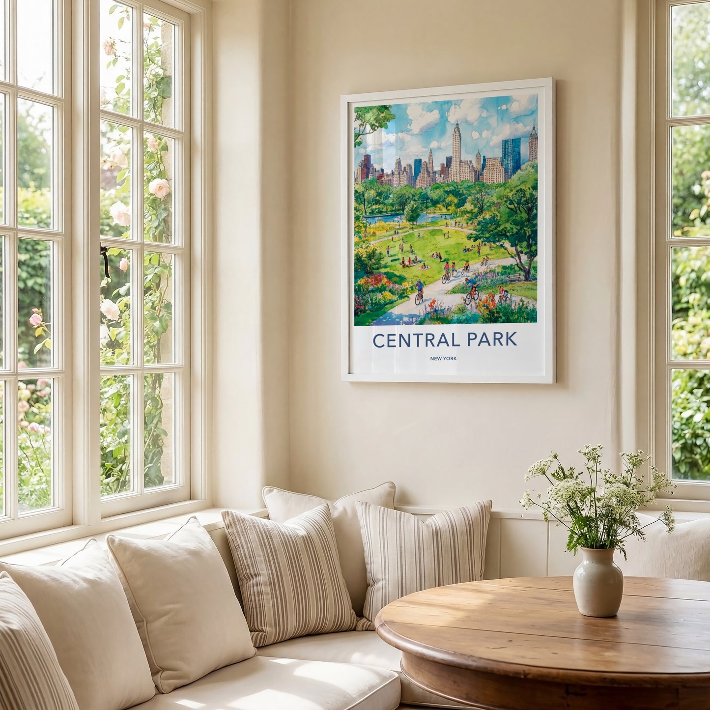 Central Park Poster - New York Travel Art - Green Park Skyline Home Decor