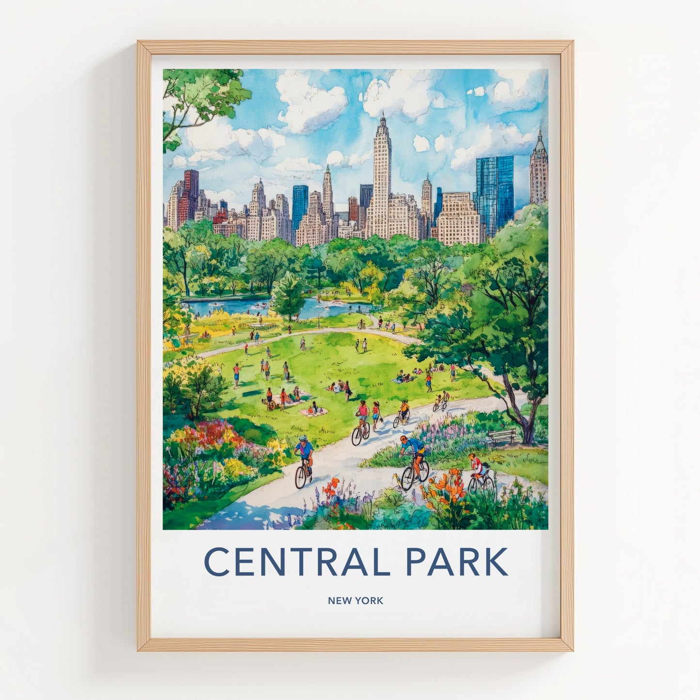 Central Park Poster - New York Travel Art - Green Park Skyline Home Decor