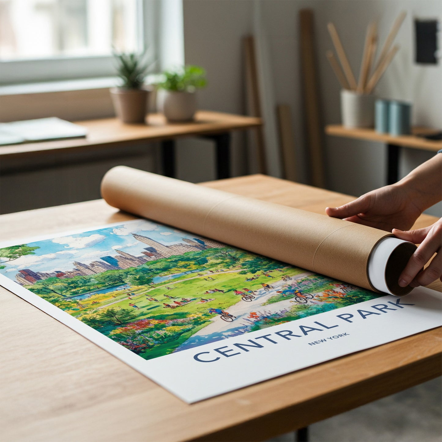 Central Park Poster - New York Travel Art - Green Park Skyline Home Decor