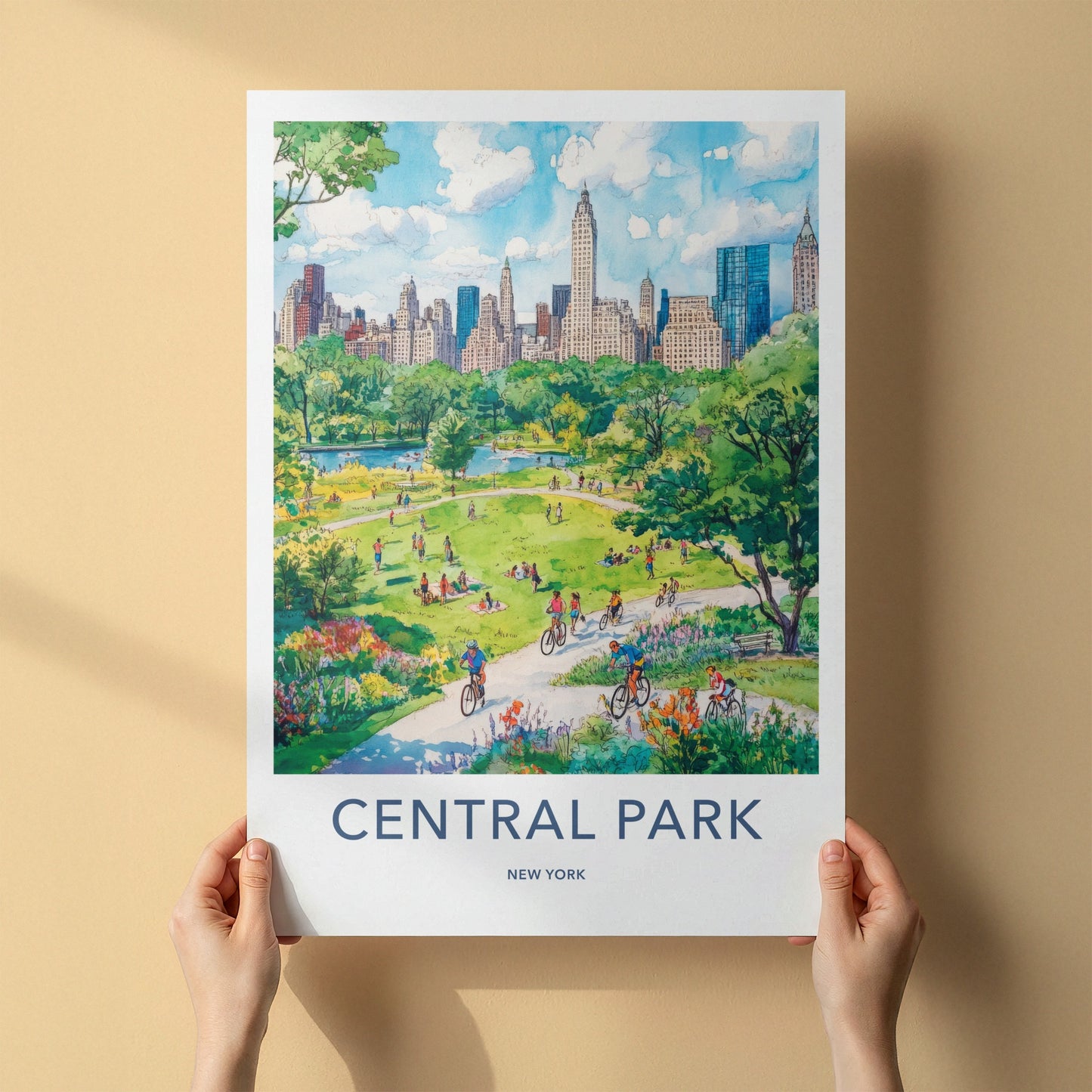 Central Park Poster - New York Travel Art - Green Park Skyline Home Decor