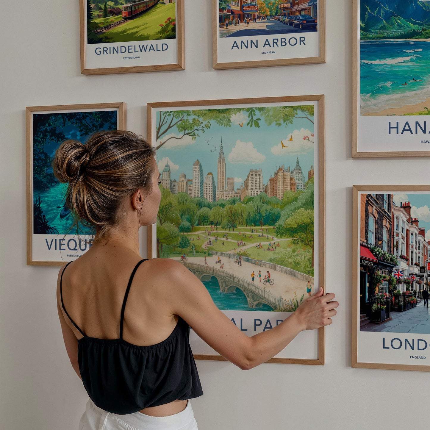 Central Park Poster - New York Travel Art - Lively Park Scene Home Decor