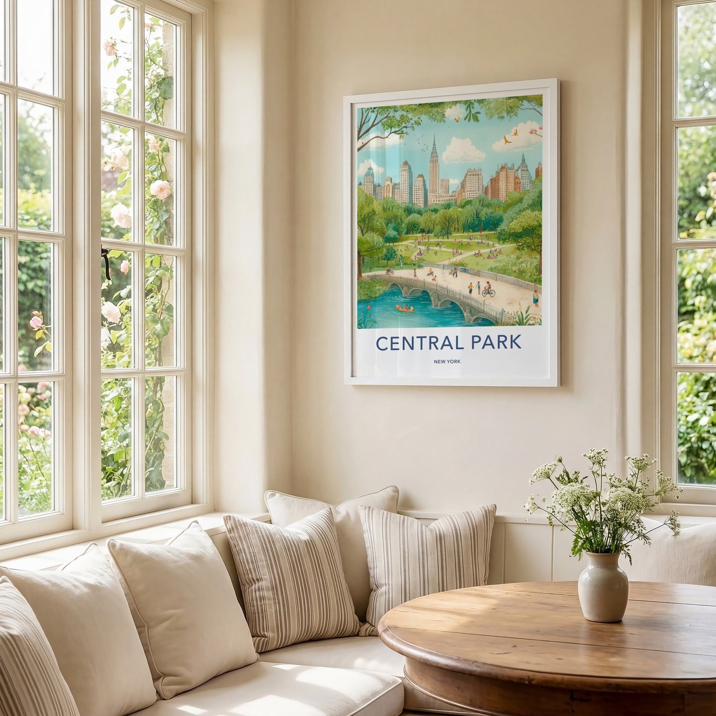 Central Park Poster - New York Travel Art - Lively Park Scene Home Decor