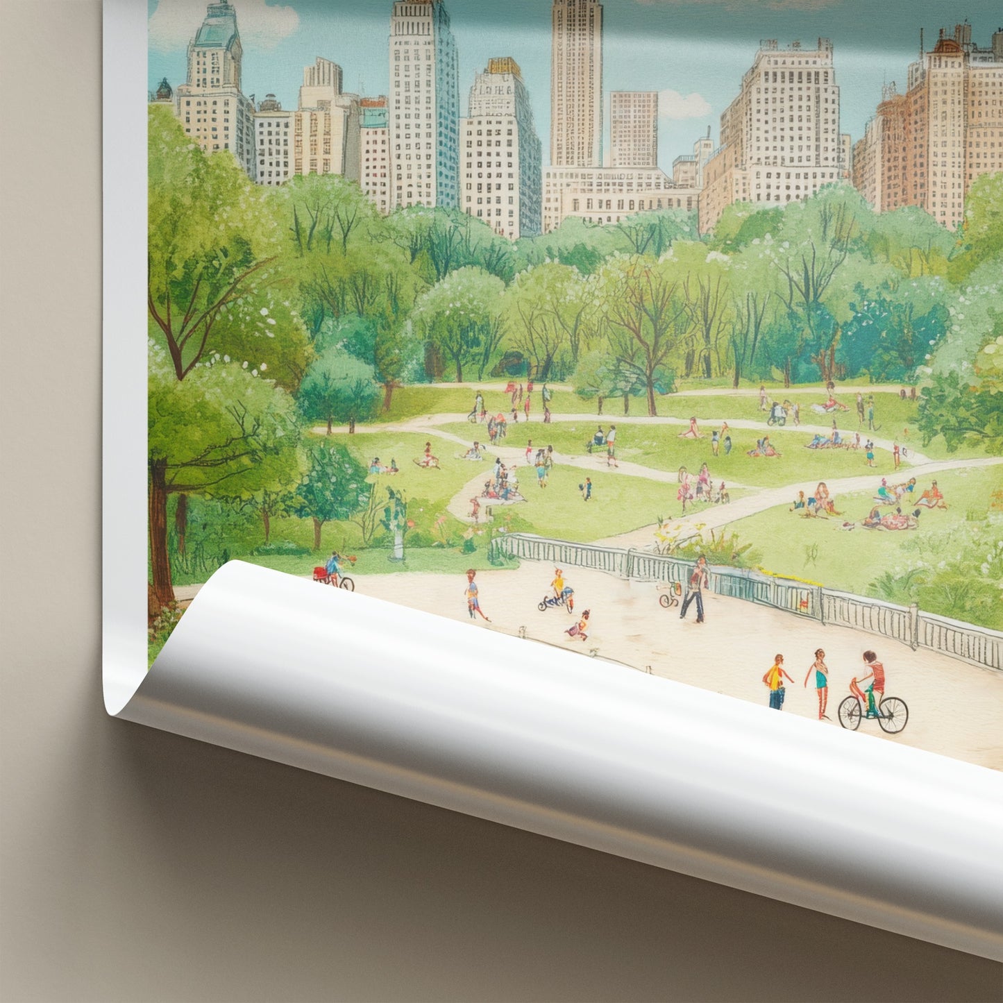 Central Park Poster - New York Travel Art - Lively Park Scene Home Decor