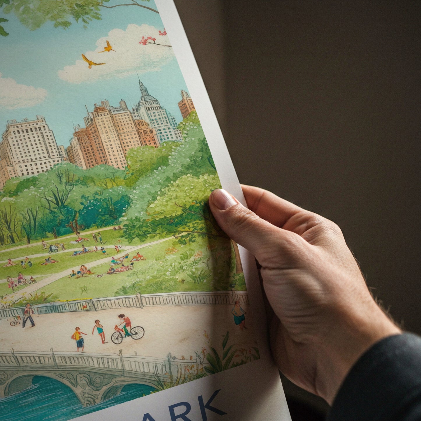 Central Park Poster - New York Travel Art - Lively Park Scene Home Decor