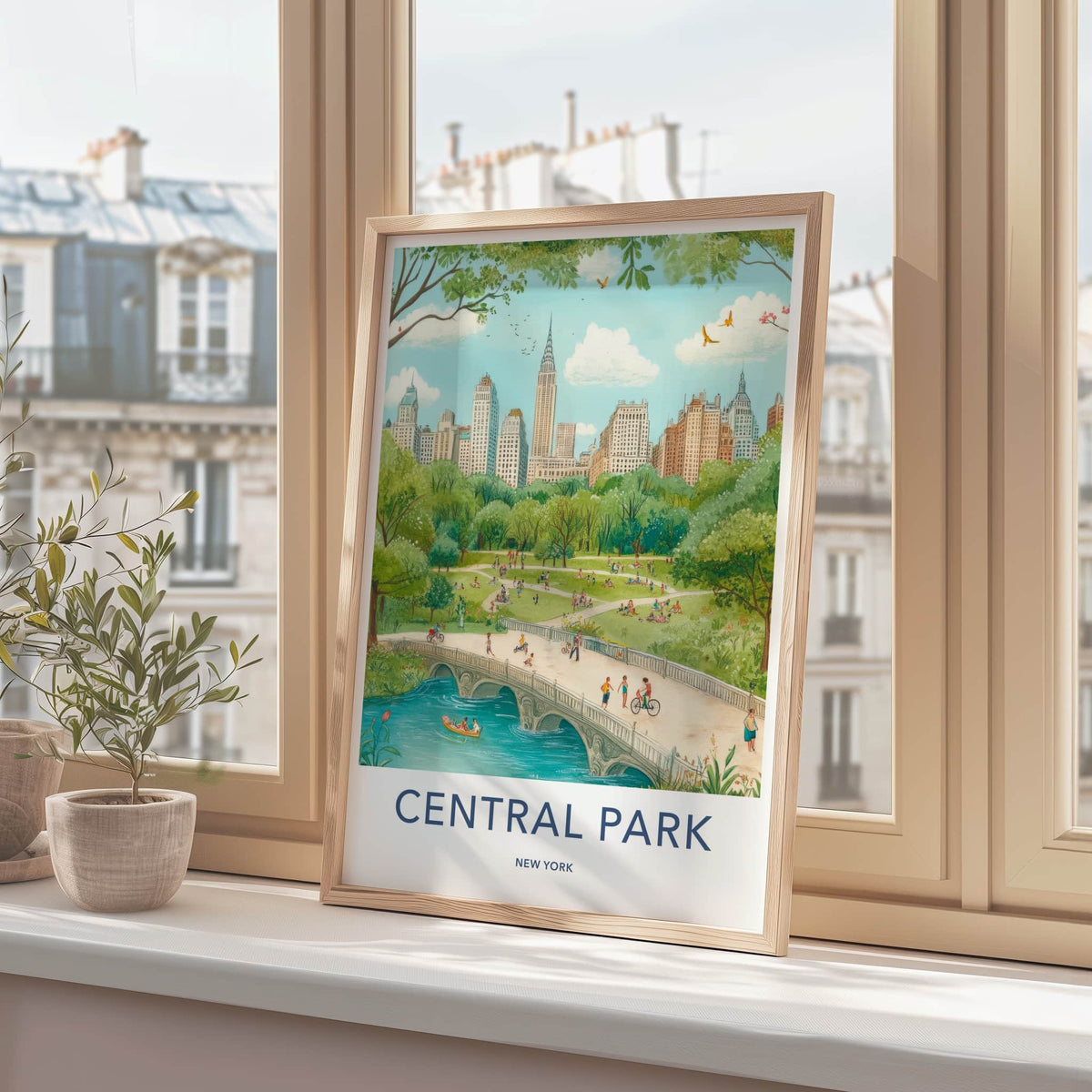 Central Park Poster - New York Travel Art - Lively Park Scene Home Decor