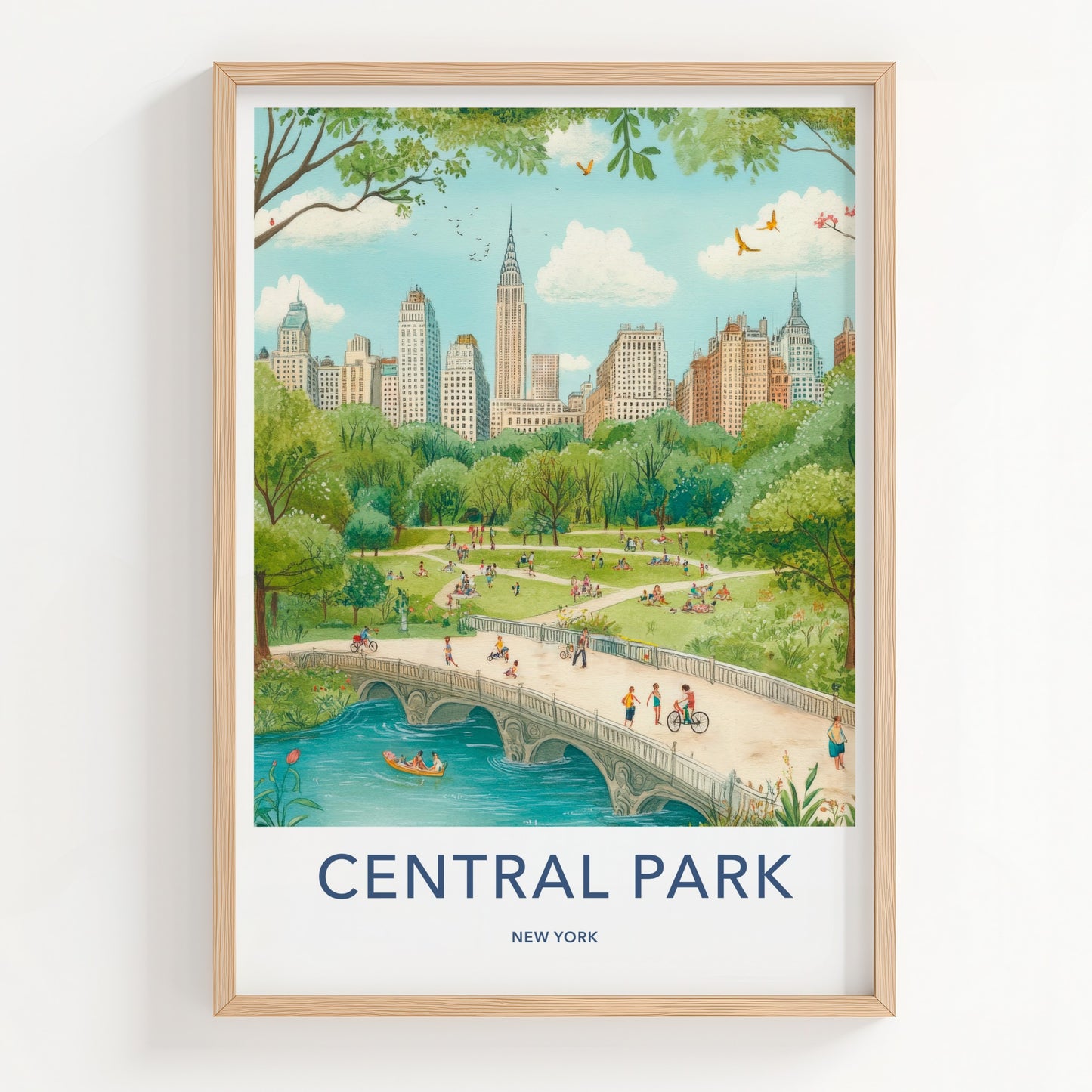 Central Park Poster - New York Travel Art - Lively Park Scene Home Decor