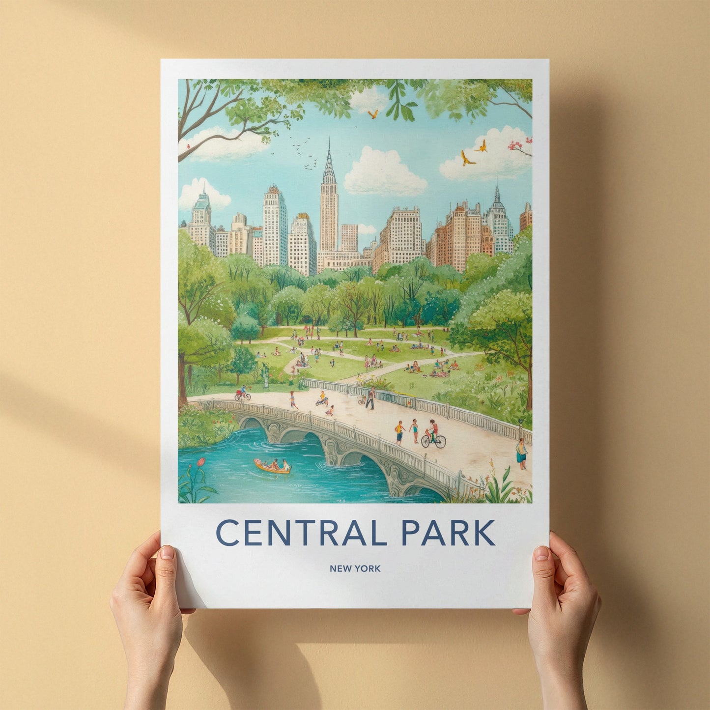 Central Park Poster - New York Travel Art - Lively Park Scene Home Decor