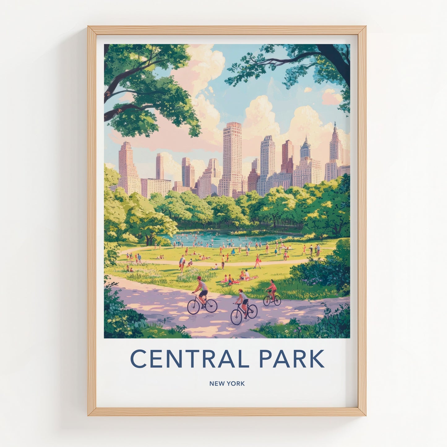 Central Park Poster - New York Travel Art - Sunny Park Landscape Home Decor