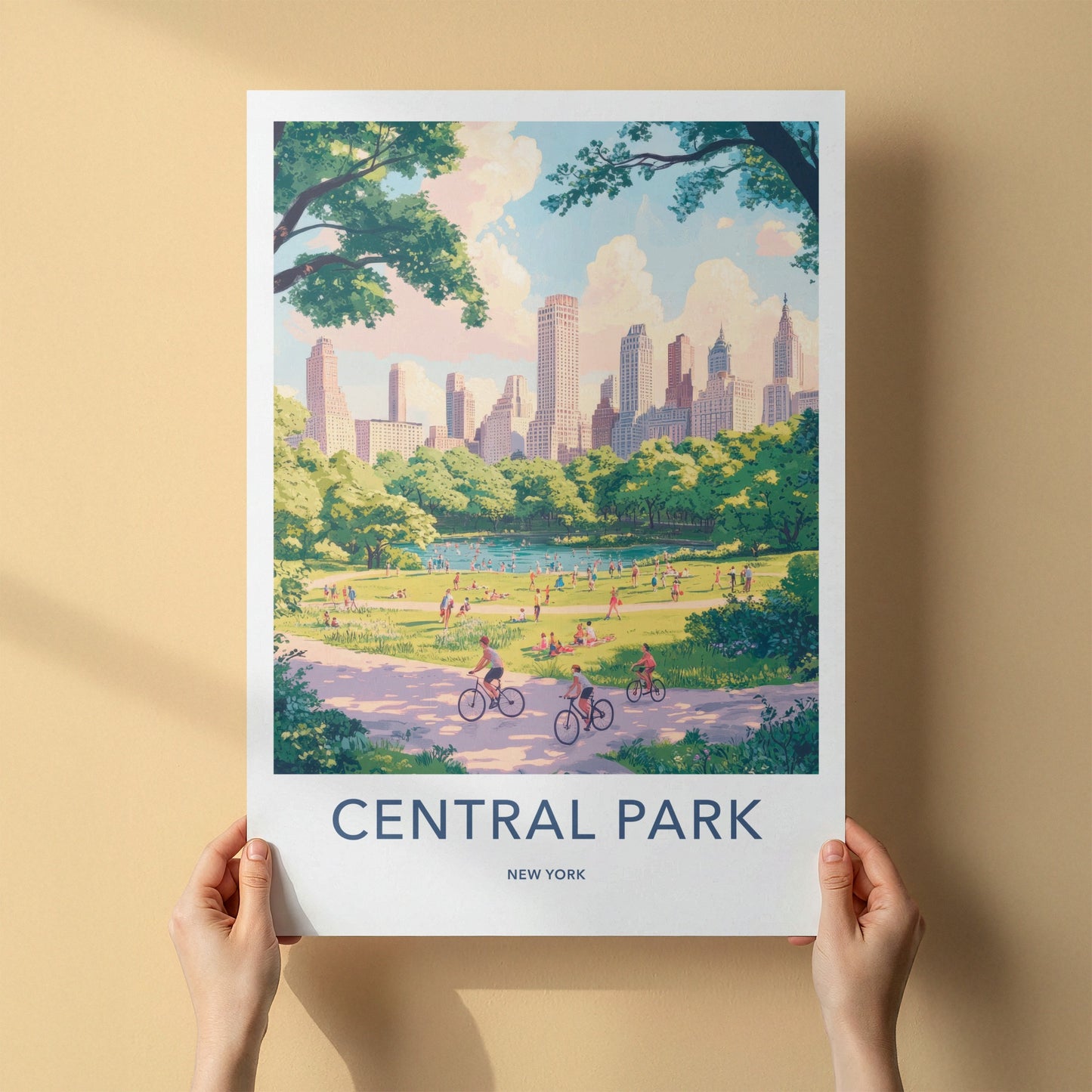 Central Park Poster - New York Travel Art - Sunny Park Landscape Home Decor