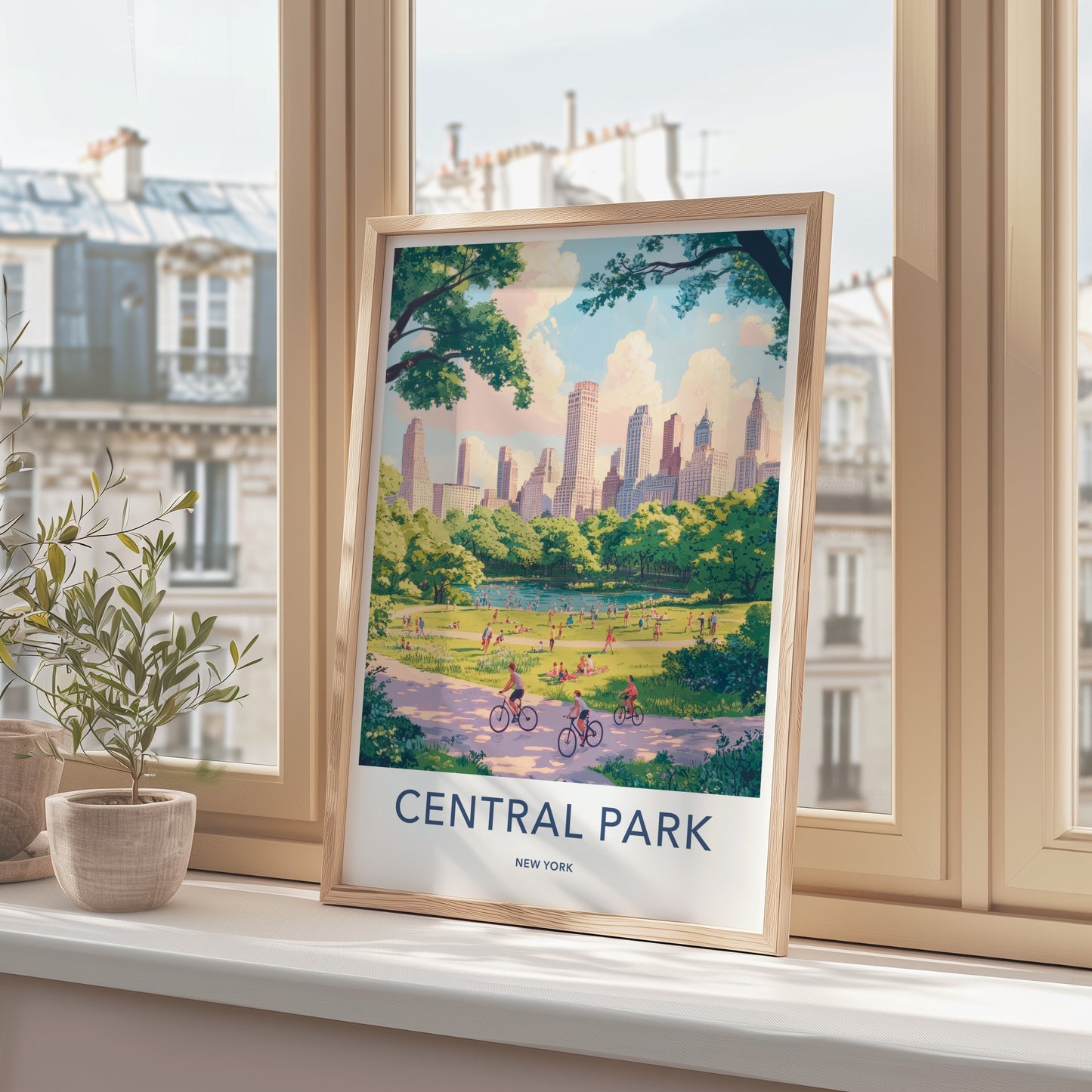 Central Park Poster - New York Travel Art - Sunny Park Landscape Home Decor