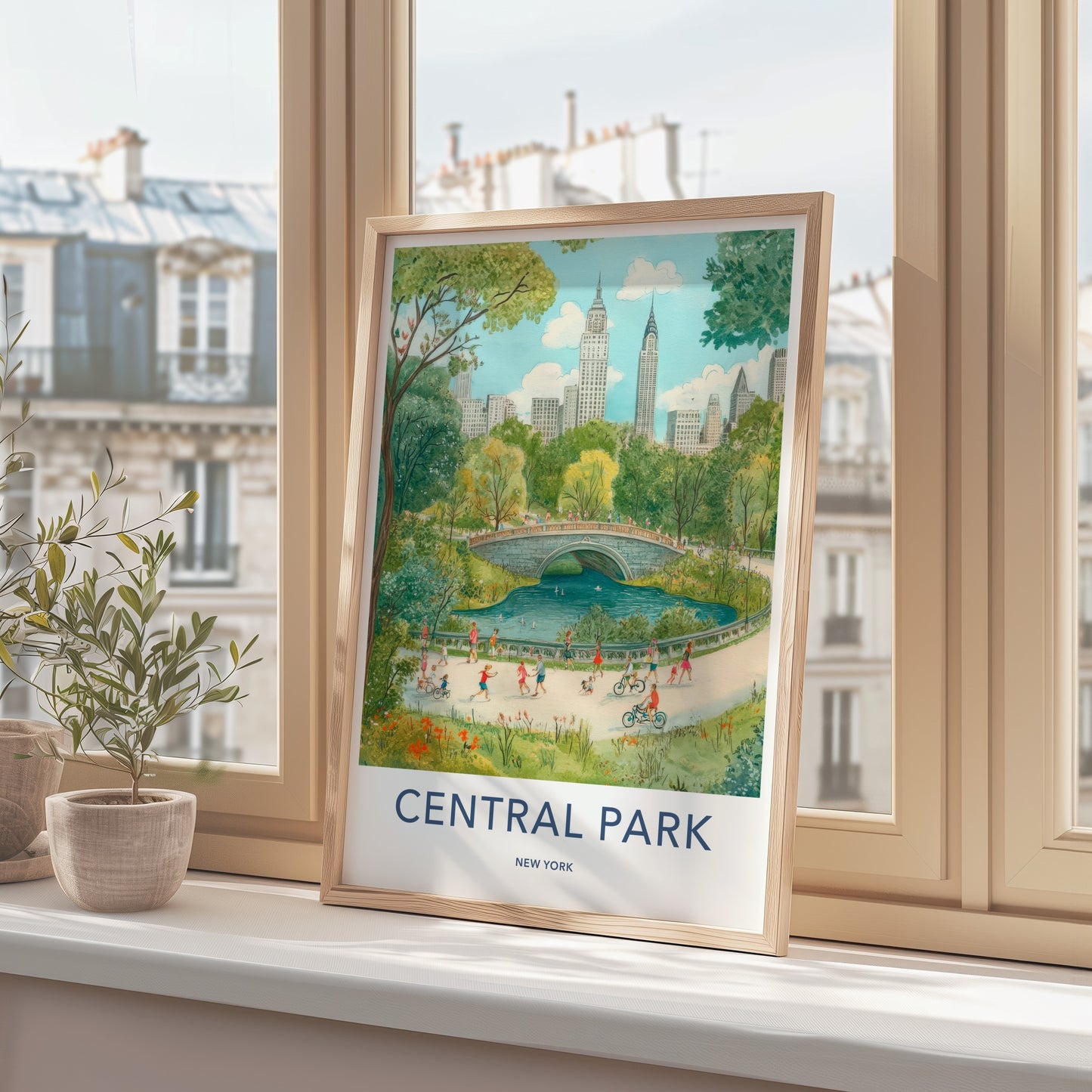 Central Park Poster - New York Wall Art - People Park Bridge Home Decor