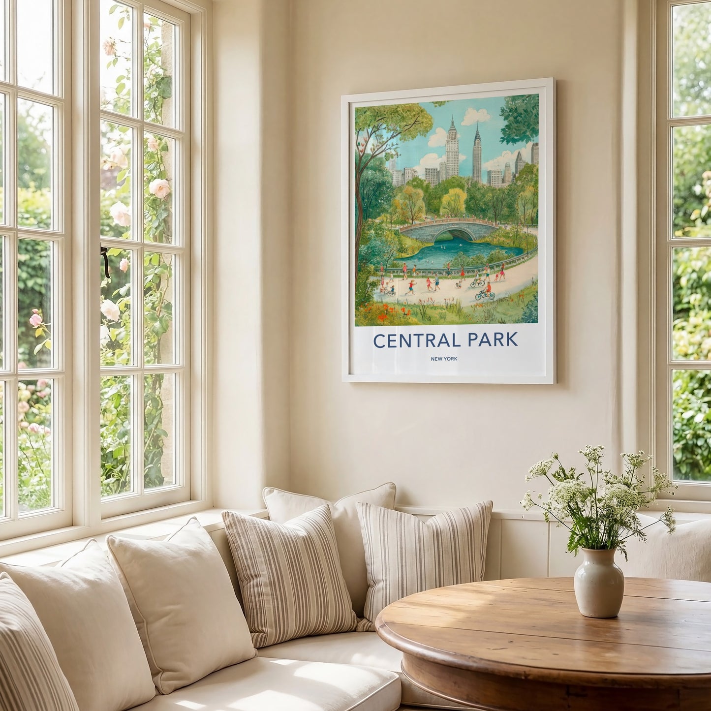 Central Park Poster - New York Wall Art - People Park Bridge Home Decor