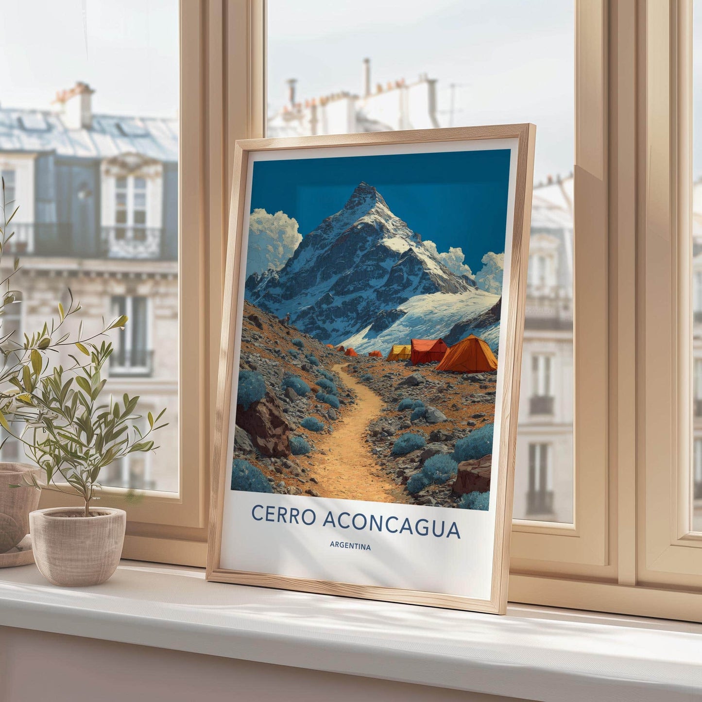 Cerro Aconcagua Poster - Argentina Scenic Art - Expedition base camp Home Art