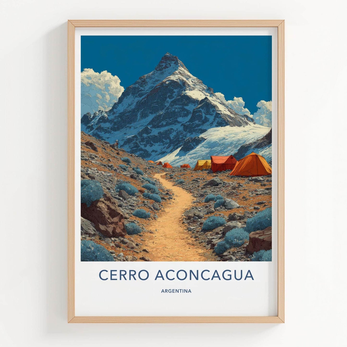 Cerro Aconcagua Poster - Argentina Scenic Art - Expedition base camp Home Art