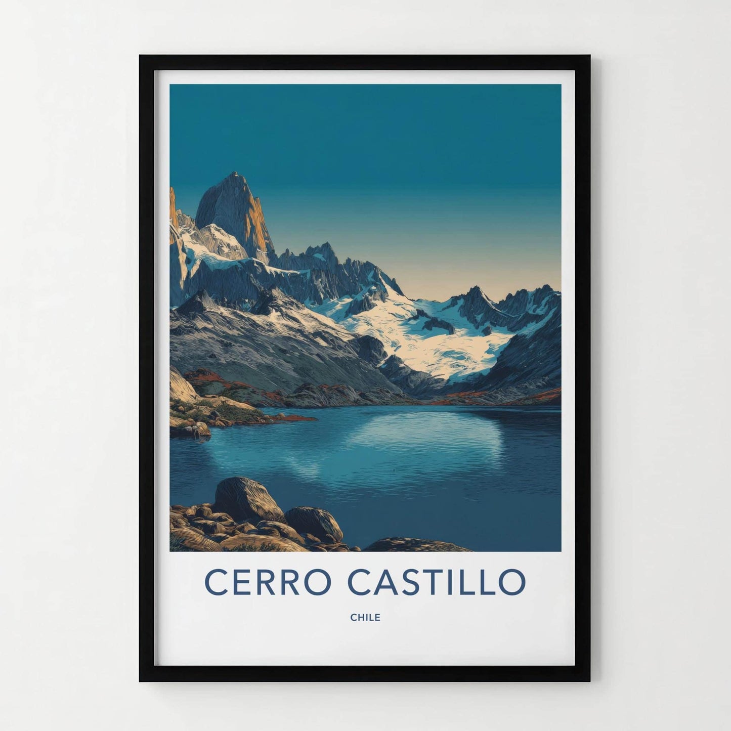 Cerro Castillo Poster - Chile Travel Art - Majestic Mountain Lake Home Decor