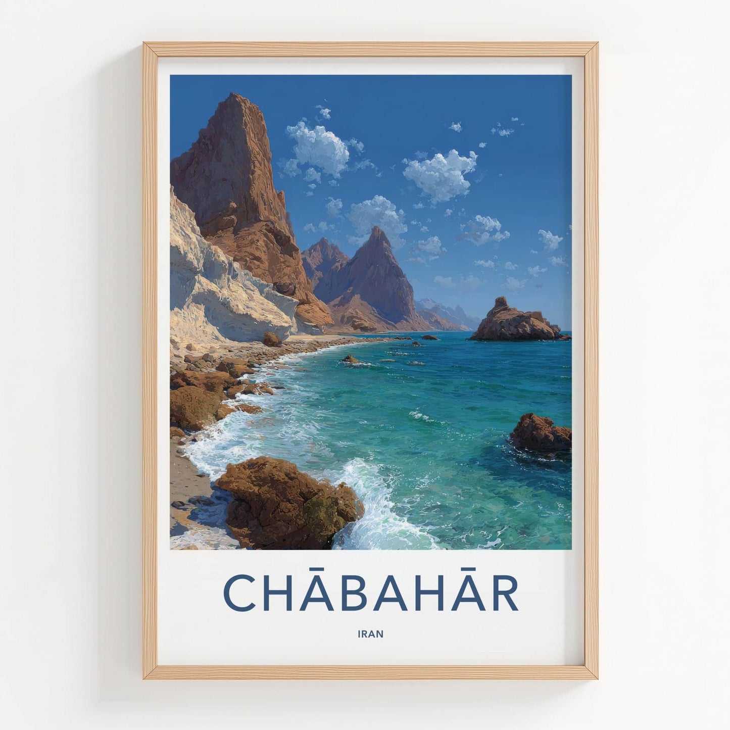 Chabahar Poster - Iran Scenic Art - Rocky Coastal Landscape Wall Decor