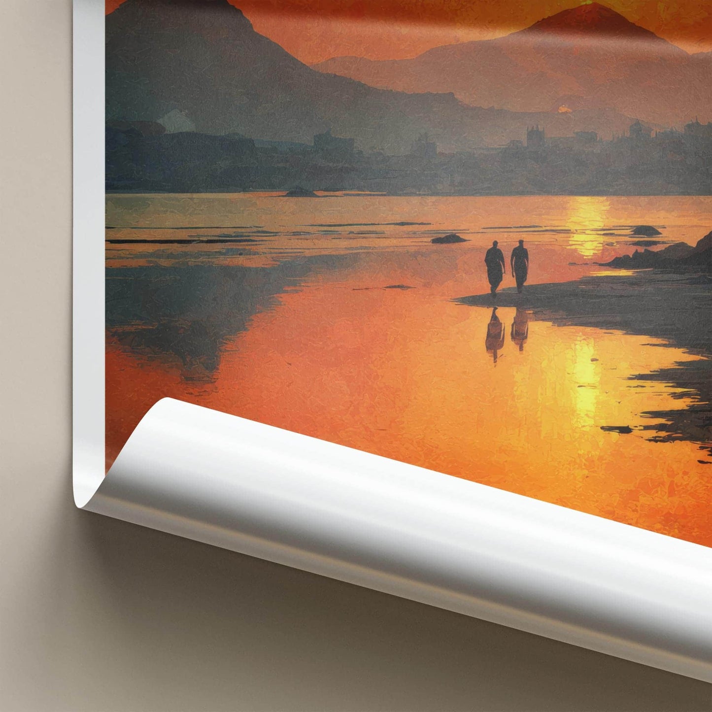 Chabahar Poster - Iran Travel Art - Sunset Shoreline Figures Home Decor