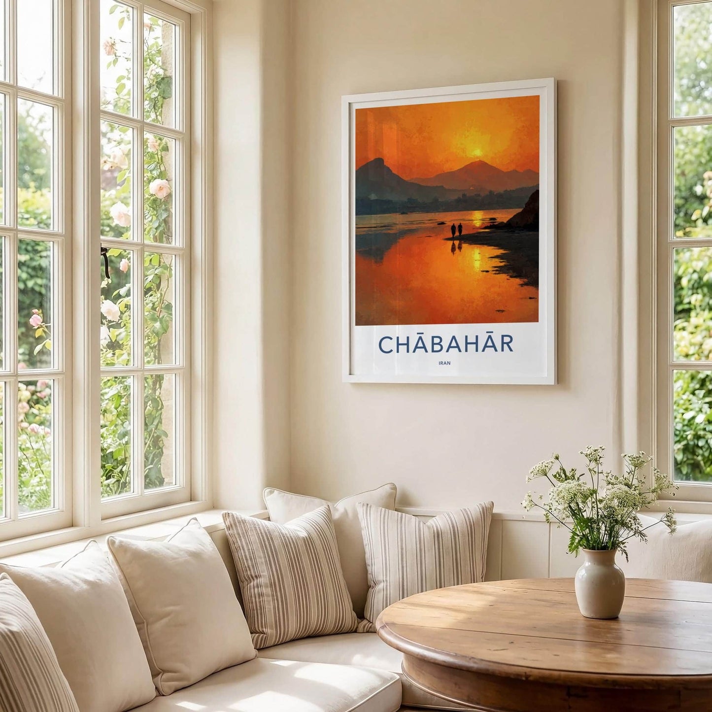 Chabahar Poster - Iran Travel Art - Sunset Shoreline Figures Home Decor
