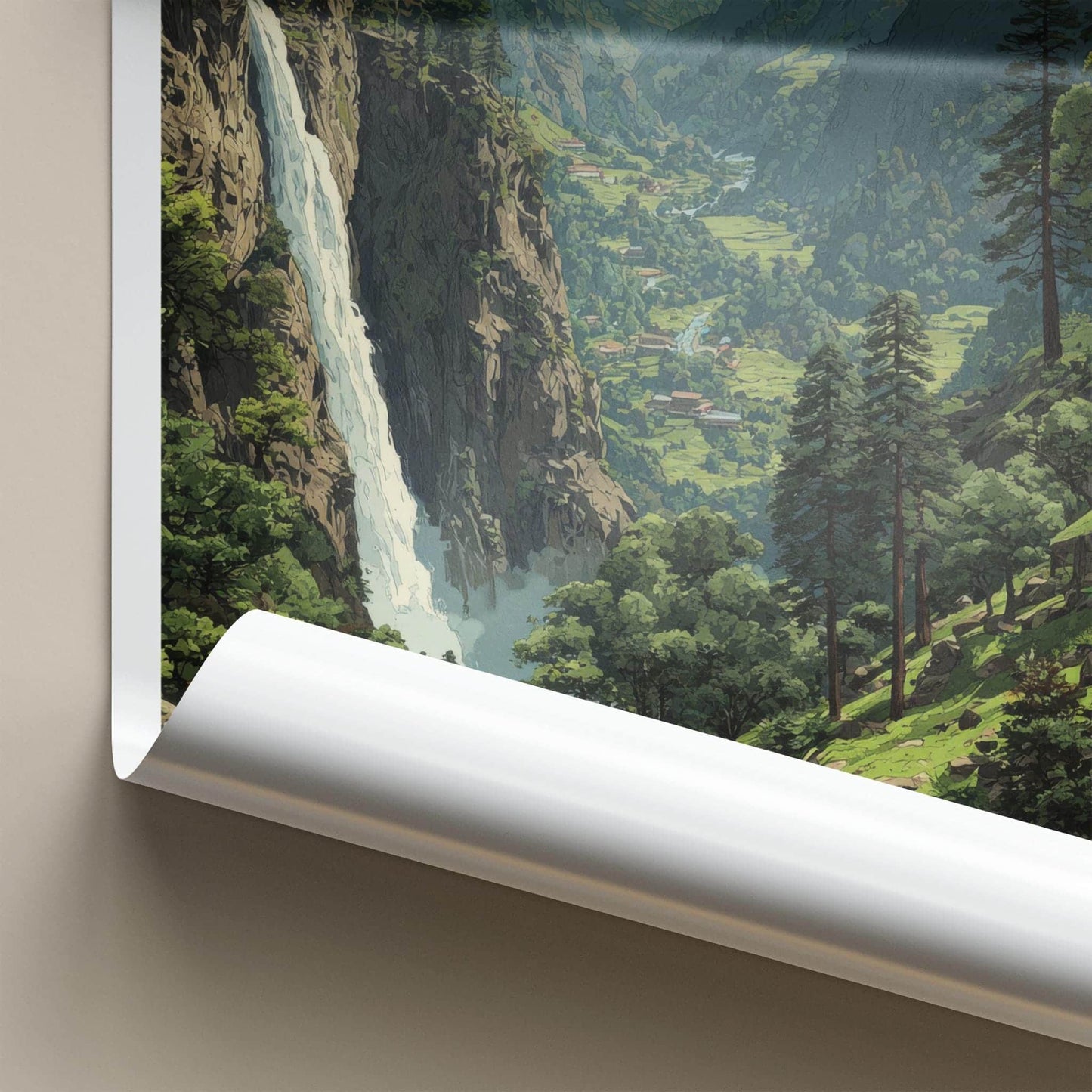 Chakrata Poster - India Fine Art - Uttarakhand lush mountain waterfall Gift
