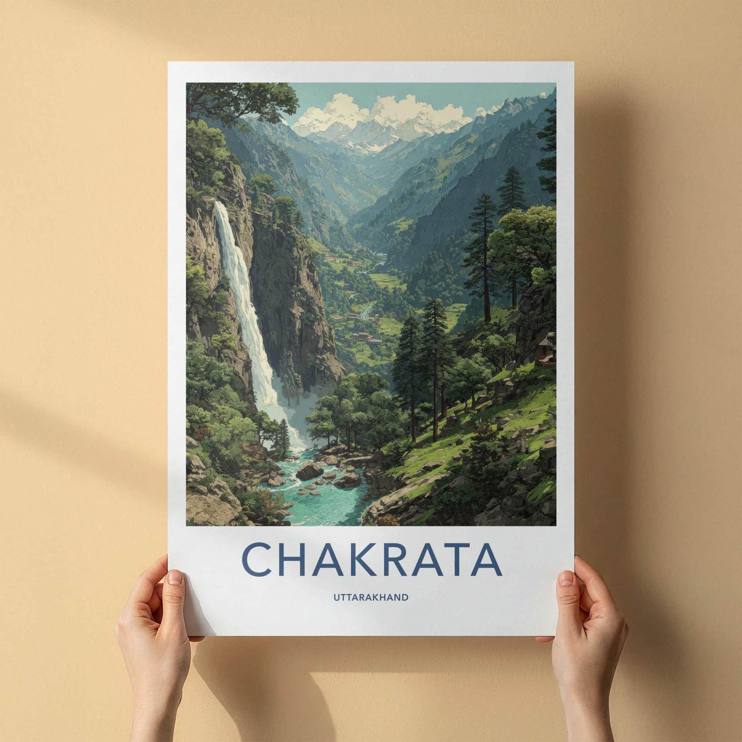 Chakrata Poster - India Fine Art - Uttarakhand lush mountain waterfall Gift
