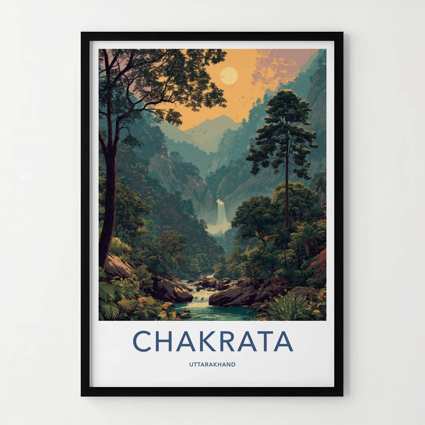 Chakrata Poster - India Uttarakhand Waterfall River Travel Art Home Decor