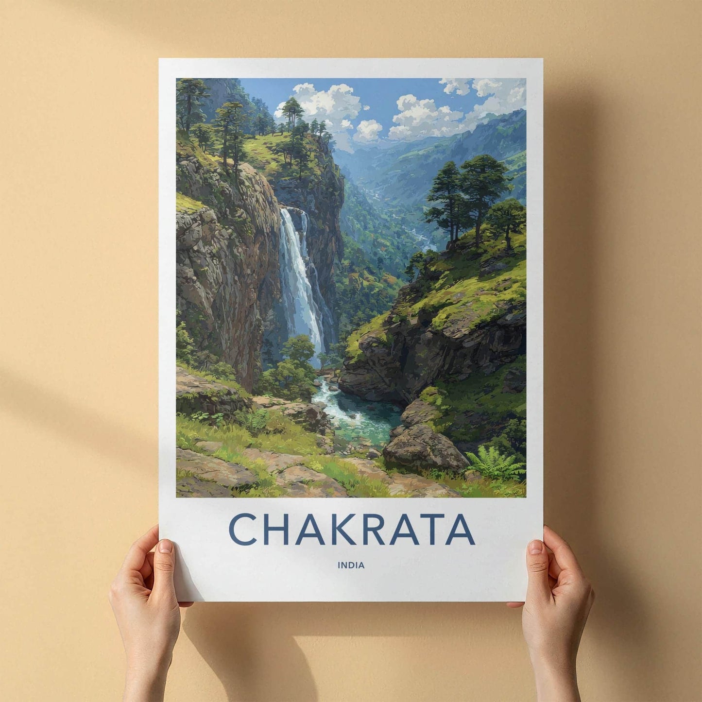 Chakrata Poster - India Wall Art - Uttarakhand Lush Green Falls Home Art