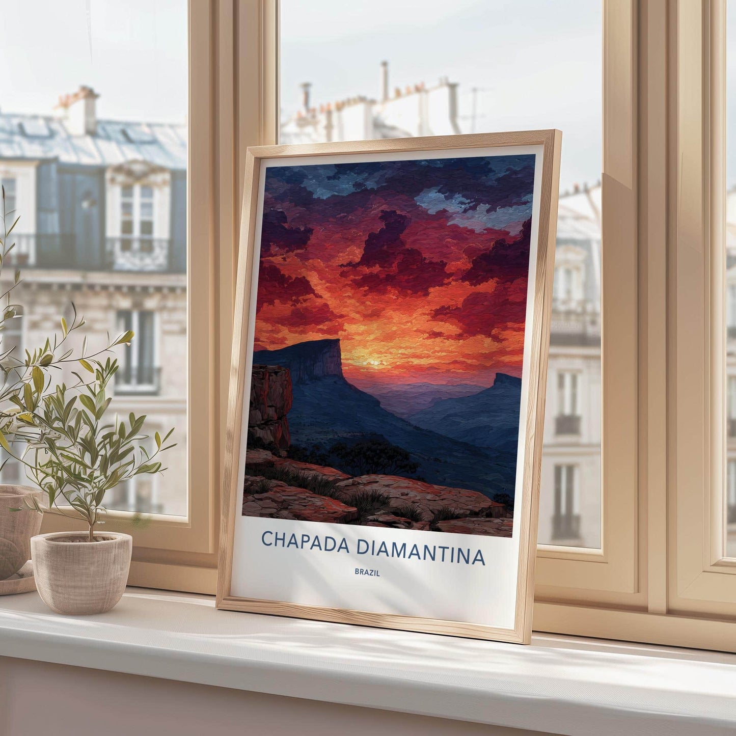 Chapada Diamantina Poster - Brazil Travel Art - Fiery Cliffside Vista Home Decor